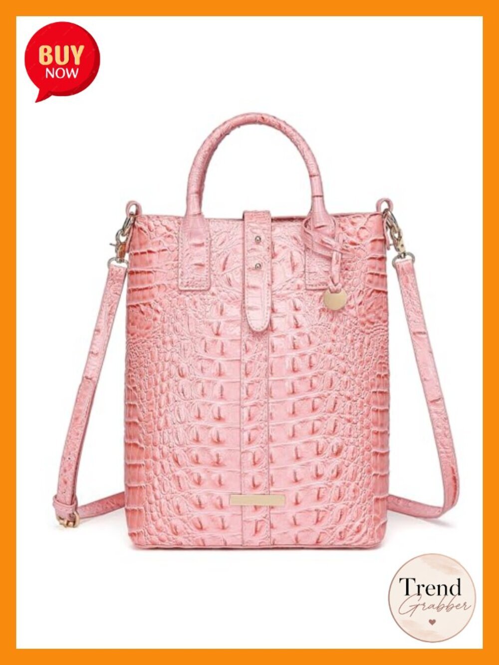 Vegan Leather Crocodile Tote Bag with Shoulder Strap - Office Work Purse